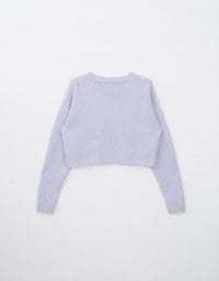 Long Sleeve Bow Pattern Crop Knit Top