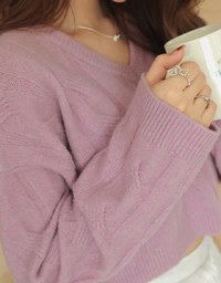 Classic V Neck Cable Knit Sweater