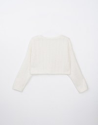 Long Sleeve Fluffy Mohair Ribbed Cropped Top