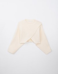 Loose Crossover Asymmetrical Hem Knitted Sweater