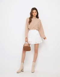 Loose Crossover Asymmetrical Hem Knitted Sweater