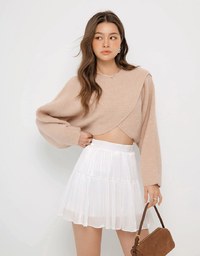 Loose Crossover Asymmetrical Hem Knitted Sweater