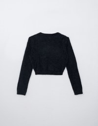 【HEYMAN Design】Embossed Letter Velvet Knit Cropped Top