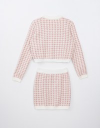 Classic Houndstooth Button Front Top With Mini Skirt Sets Wear