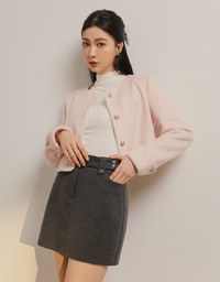 Sophisticated Straight Wool Mini Skirt