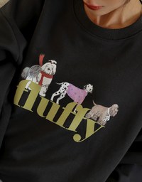 Fleece Lined Dog Graphic Sweatshirt