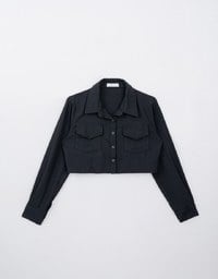 Press Button Heavyweight Jeans Denim Blouse