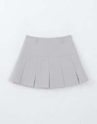 Wide Waist Pleated Suit Skirt