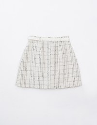 Classic Plaid Woolen Mini Skirt (with Belt)