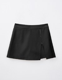 Unique Zipper Slit Skort