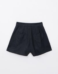 Press Button Heavyweight Pleated Jeans Denim Shorts