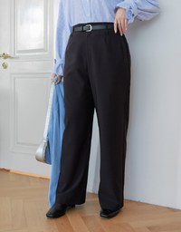 【Tall Girl】Extra-Length Classic Tailored Wide Leg Suit Pants (With Belt and Pockets)