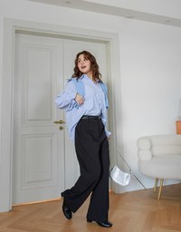 Extra-Length Classic Tailored Wide Leg Suit Pants (With Belt and Pockets)