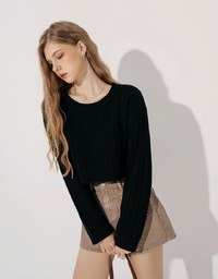 Long Sleeve Soft Knit Cropped Sweater