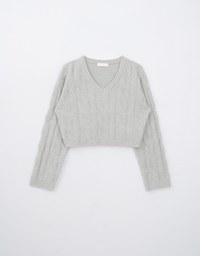 Classic V Neck Cable Knit Sweater