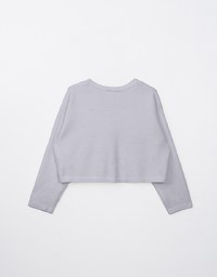 Long Sleeve V Neck Wool Blend Button Up Knitted Top