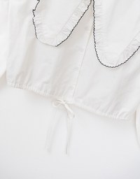 French Ruffle Collar Drawstring Blouse