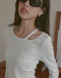 Hollow Out Side Ruched Silky Top