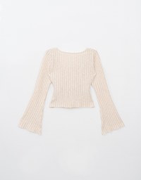 Square Neck Ruffle Flared Knit Top