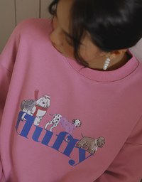 Fleece Lined Dog Graphic Sweatshirt