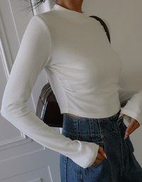 Half Turtleneck Curved Hem Crop Top