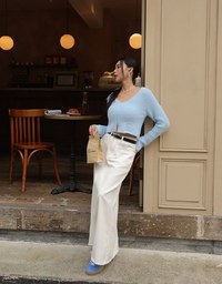 Mohair V Neck Slit Sweater