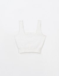 Suqare Neck Fluffy Cropped Padded Tank Top