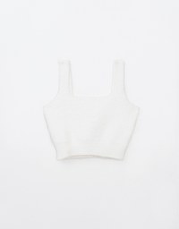 Suqare Neck Fluffy Cropped Padded Tank Top