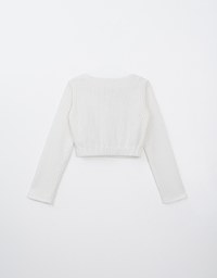 V Neck Waffled Knitted Cotton Top