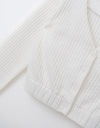 V Neck Waffled Knitted Cotton Top