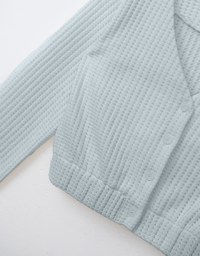 V Neck Waffled Knitted Cotton Top