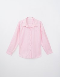 Loose Striped Blouse With Bow Embroidery