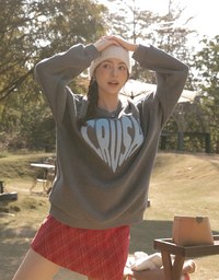 Oversized Letter Embroidered Crew Neck Sweater