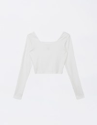 AIR SPACE Logo Long Sleeve Square Neck Ribbed Top