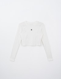 AIR SPACE Logo Long Sleeve Round Neck Stitched Top