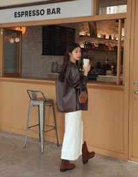 Frayed Slit Knit Maxi Skirt