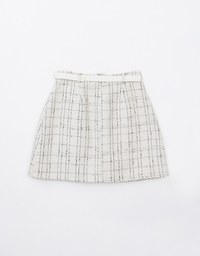 Classic Plaid Woolen Mini Skirt (with Belt)