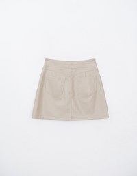 Front Button High Waist Faux Leather Mini Skirt