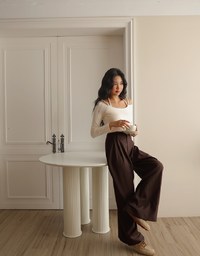 Hidden Placket Pleated Suit High Waist Wide Pants Culottes