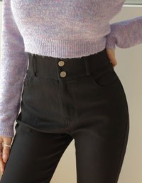 High Waist Button Slim Fit Skinny Pants