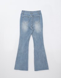 Vintage Washed High Waist Jeans Denim Flare Pants