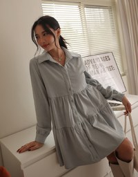 Corduroy Button Up Tiered Mini Dress