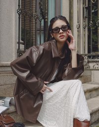 Faux Leather Oversized Jacket