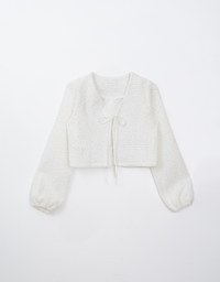 Trendy Crinkle Tie Front Cropped Cardigan