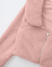 Fluffy Zipper Front Cropped Jacket