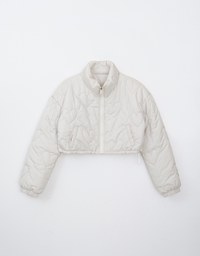 2 Way Reversible Heart Embroidery Cropped Jacket