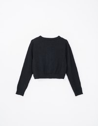 AIR SPACE Logo Gold Button Thick Knit Top