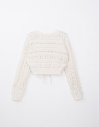 Pearl Button Drawstring Knit Top