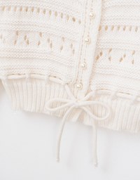 Pearl Button Drawstring Knit Top