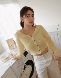 Hooded Cropped Knit Top